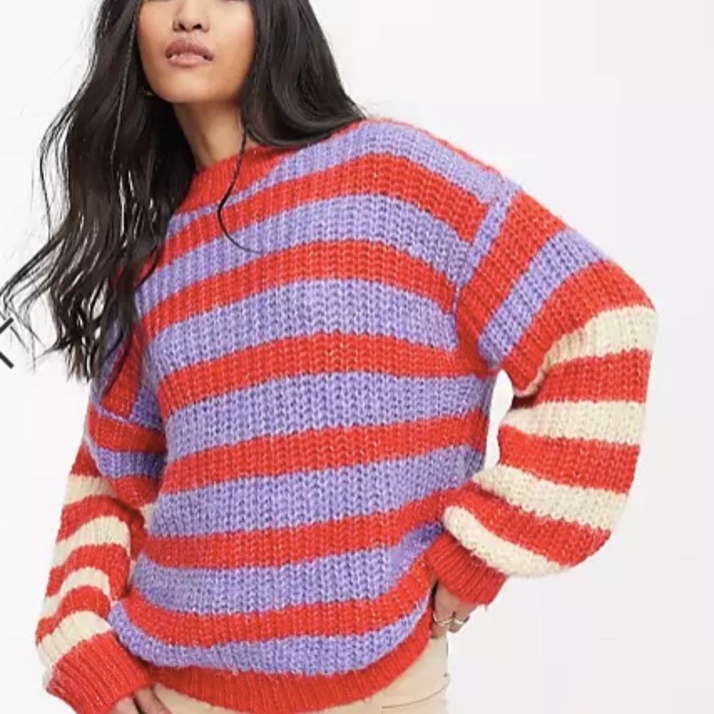 ZARA FLUFFY BRIGHT CROPPED SWEATER SIZE SMALL